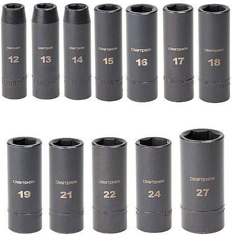 CRAFTSMAN 915881 - Juego de 9 llaves de vaso de impacto métricas (3/8")