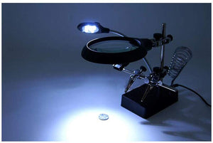 QWET Lupa de Soldadura de Escritorio, Herramienta de reparación de circuitos mecánicos Multiusos con luz LED,Black