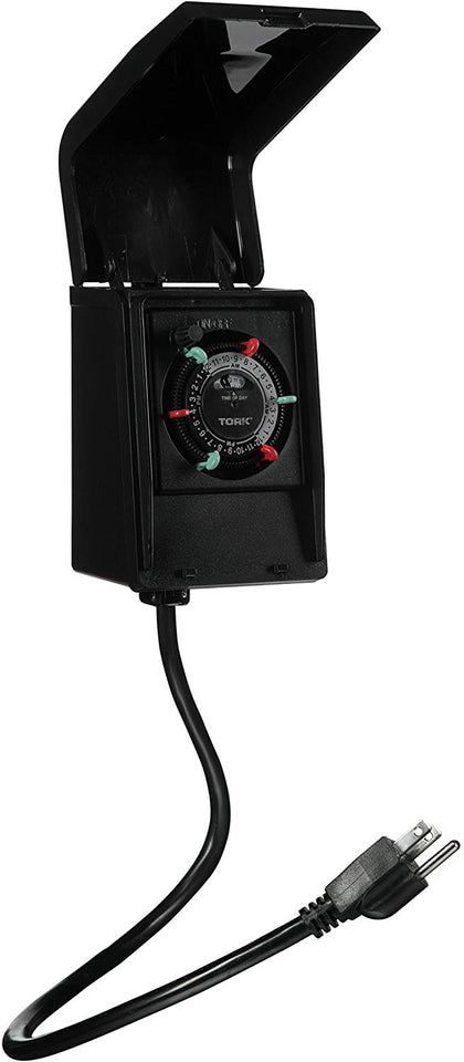 Tork rhb32r interior/exterior 15-Amp plug-in Heavy Duty temporizador mecánico aparato, Negro
