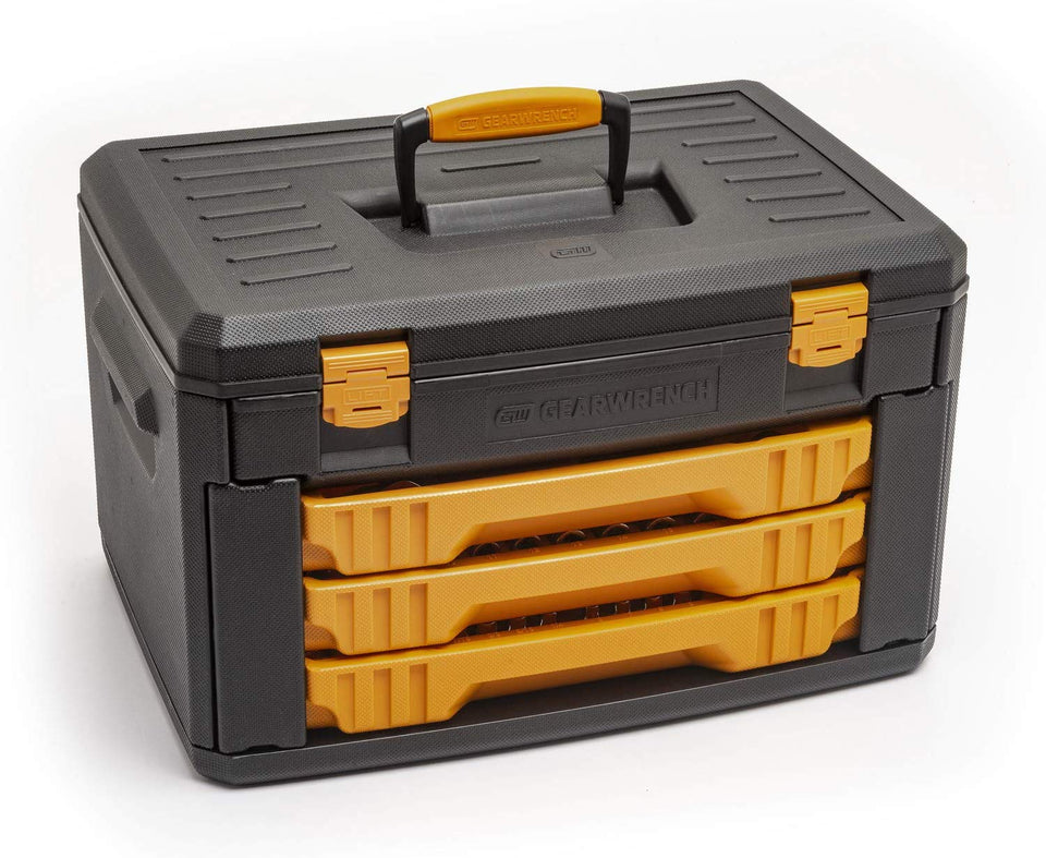 Gearwrench 80972 243 piezas. 12 Pt. Juego de herramientas mecánicas en caja de almacenamiento de 3 cajones