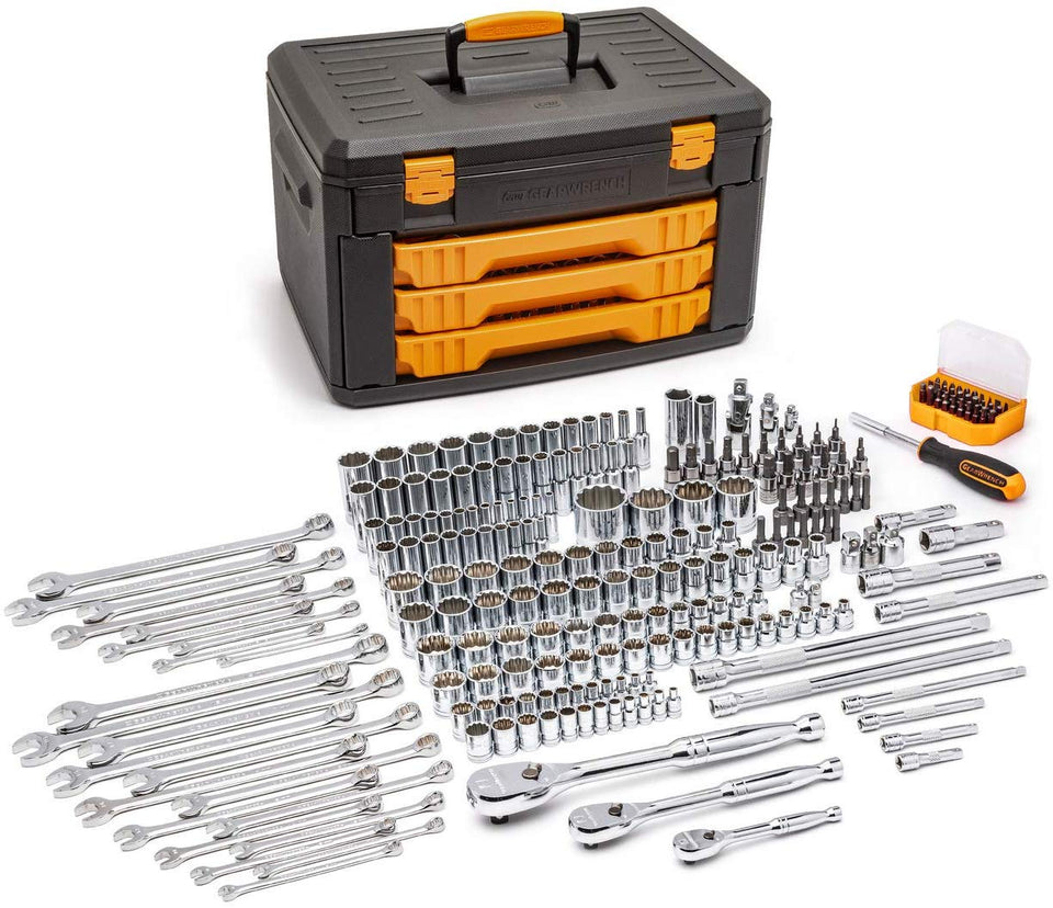 Gearwrench 80972 243 piezas. 12 Pt. Juego de herramientas mecánicas en caja de almacenamiento de 3 cajones