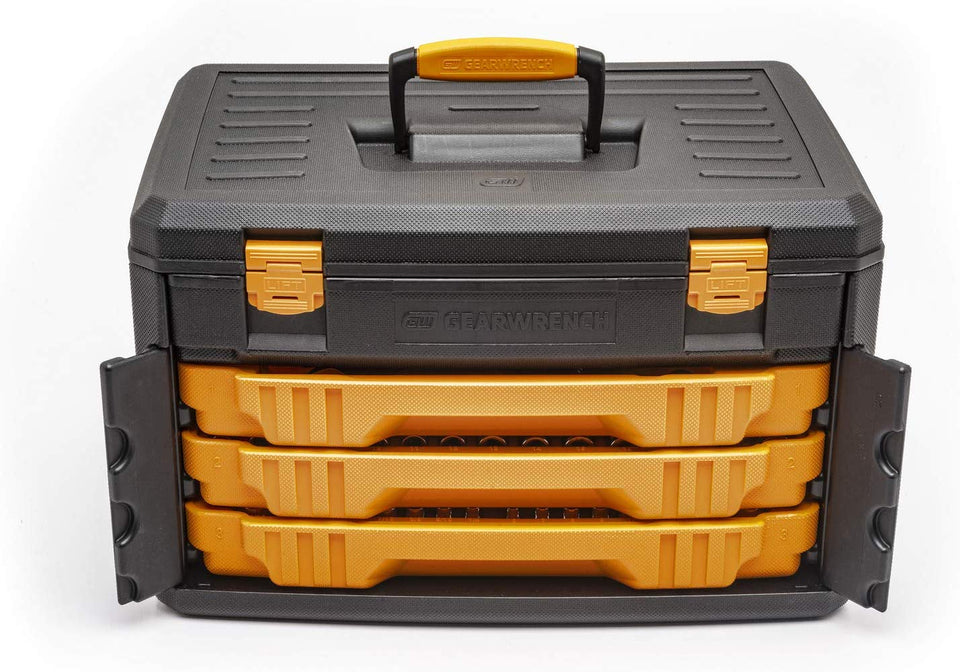 Gearwrench 80972 243 piezas. 12 Pt. Juego de herramientas mecánicas en caja de almacenamiento de 3 cajones