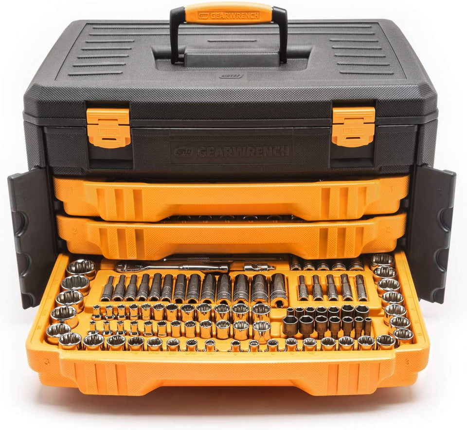 Gearwrench 80972 243 piezas. 12 Pt. Juego de herramientas mecánicas en caja de almacenamiento de 3 cajones