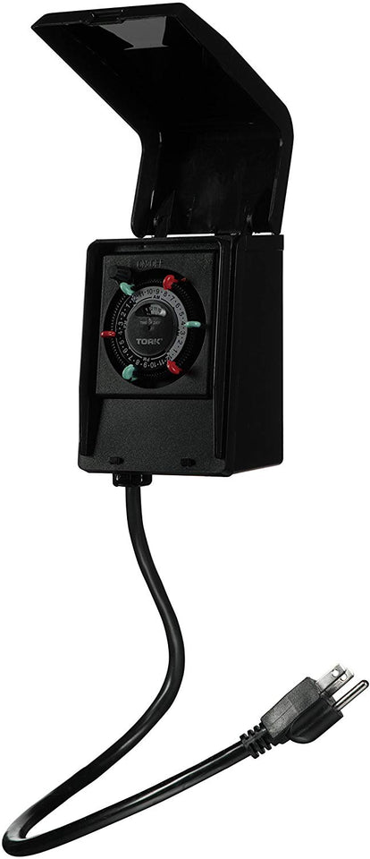 Tork rhb32r interior/exterior 15-Amp plug-in Heavy Duty temporizador mecánico aparato, Negro