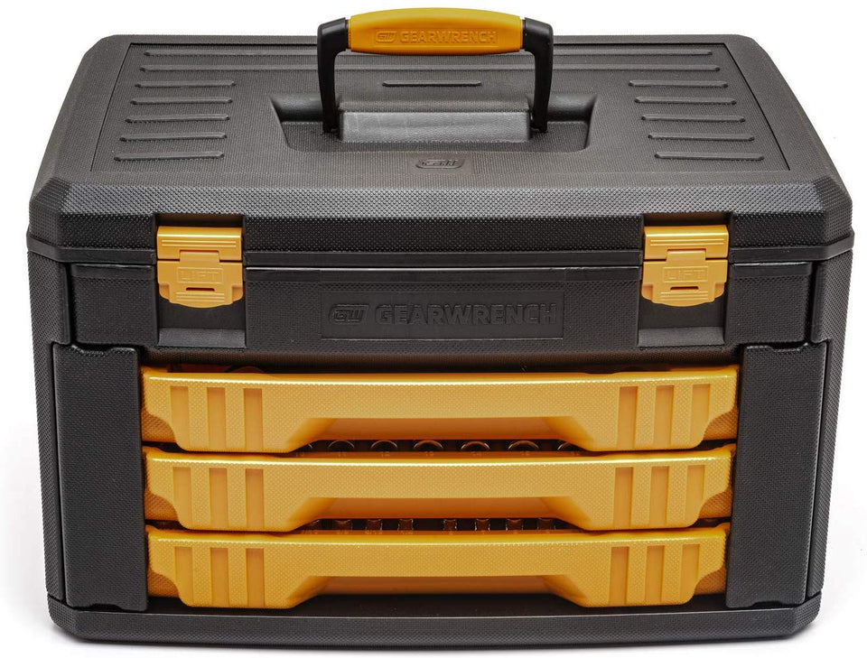 Gearwrench 80972 243 piezas. 12 Pt. Juego de herramientas mecánicas en caja de almacenamiento de 3 cajones