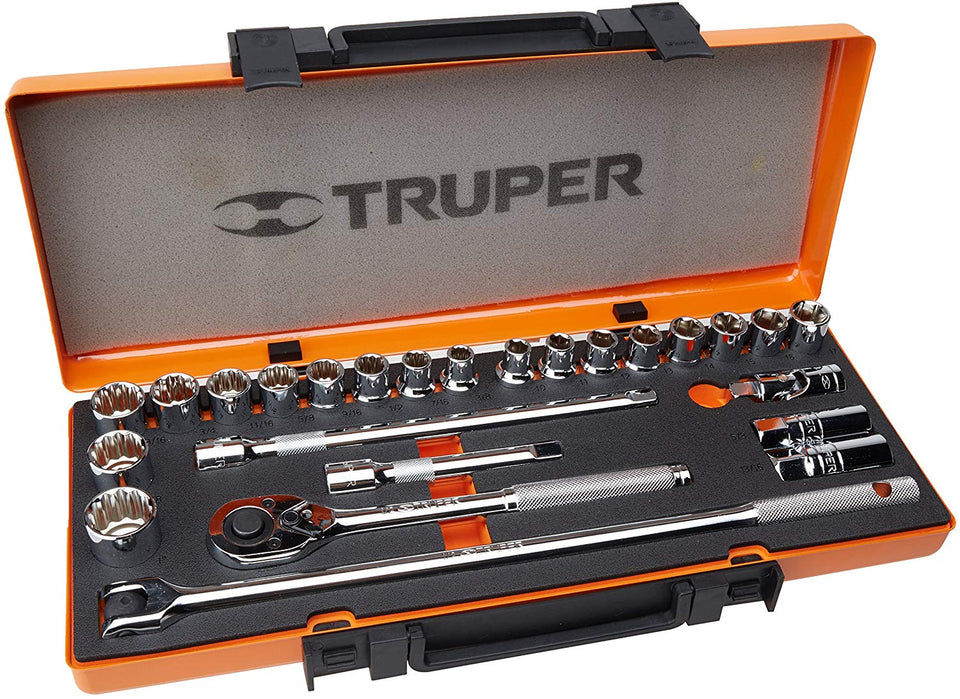 Truper JD-1/2X26MP, Juego de autoclé de 26 piezas mixto, 1/2"