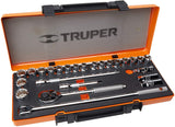 Truper JD-1/2X26MP, Juego de autoclé de 26 piezas mixto, 1/2"