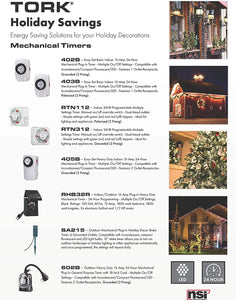 Tork rhb32r interior/exterior 15-Amp plug-in Heavy Duty temporizador mecánico aparato, Negro